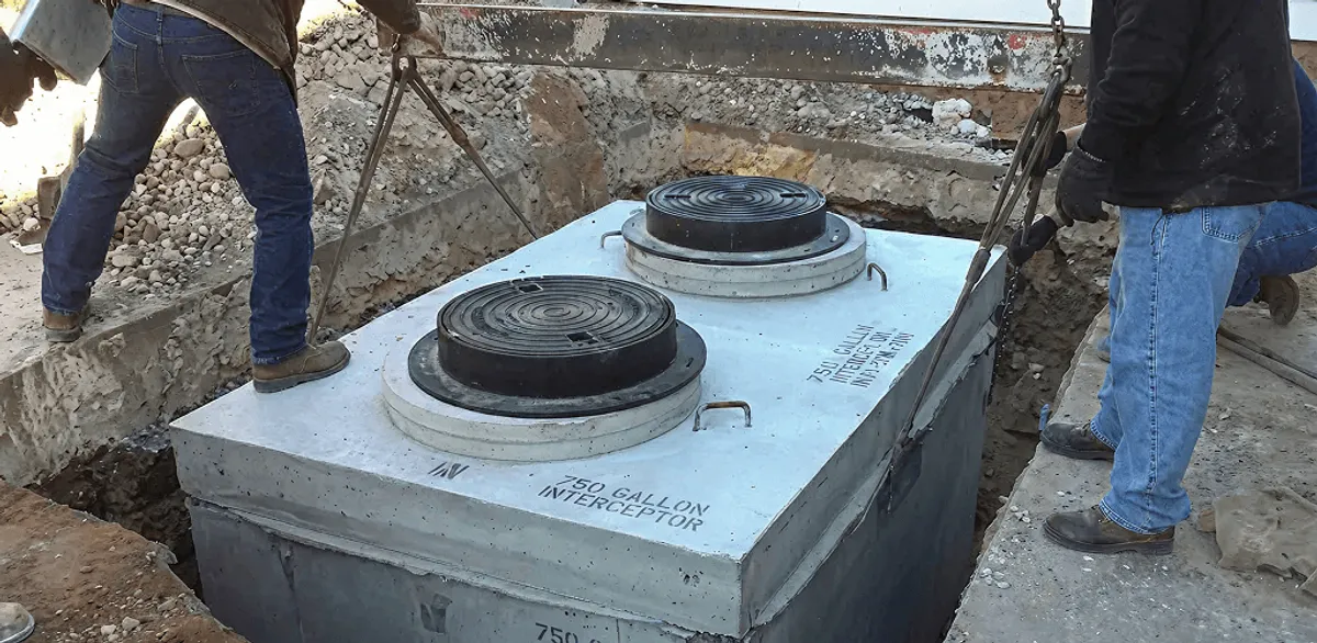 Grease trap installation for a commercial property drainage system in Cincinnati, OH