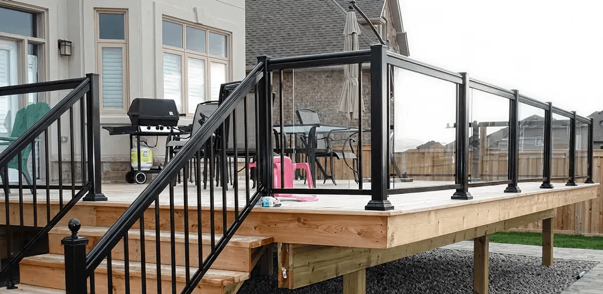 Handrail installation on a deck staircase for safety and code compliance in Cincinnati, OH