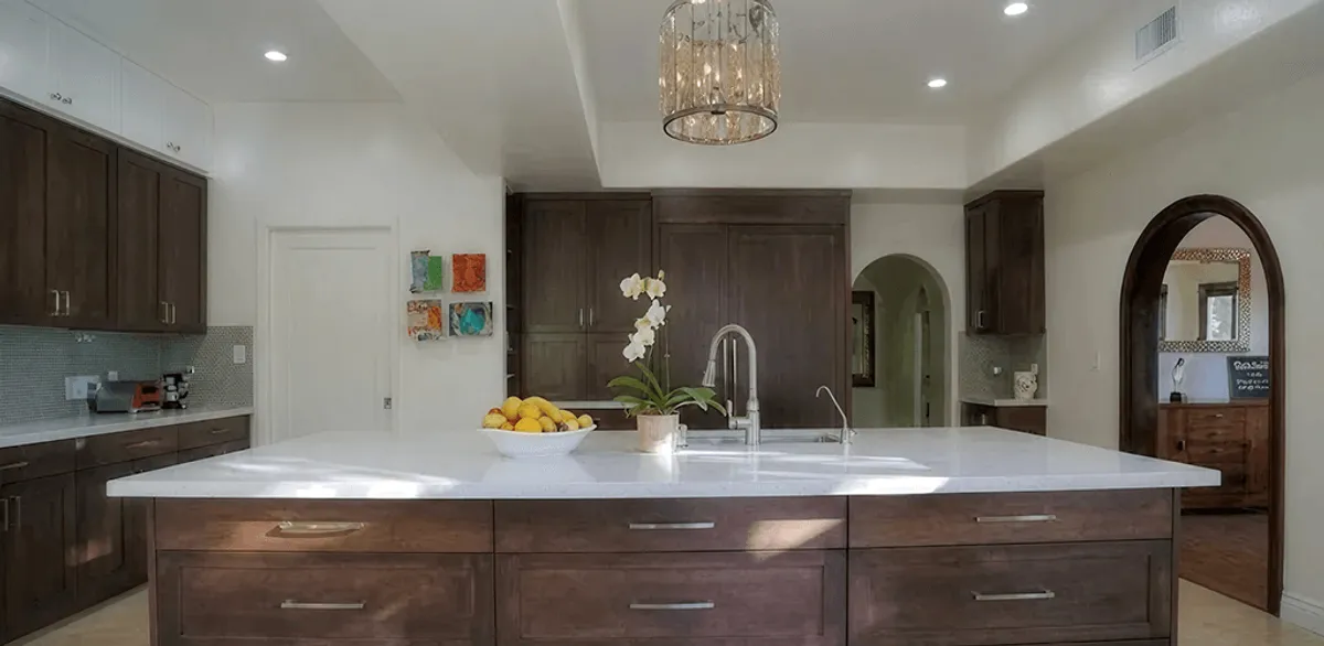 Cabinet refacing project with updated kitchen cabinets and island in Cincinnati, OH